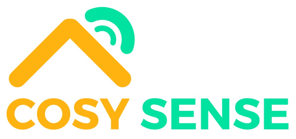 Cosysense logo with orange roof and green sensor graphic, text in orange and green