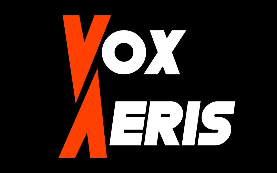 Vox Aeris logo with graphic V and A in orange, remaining white text on black