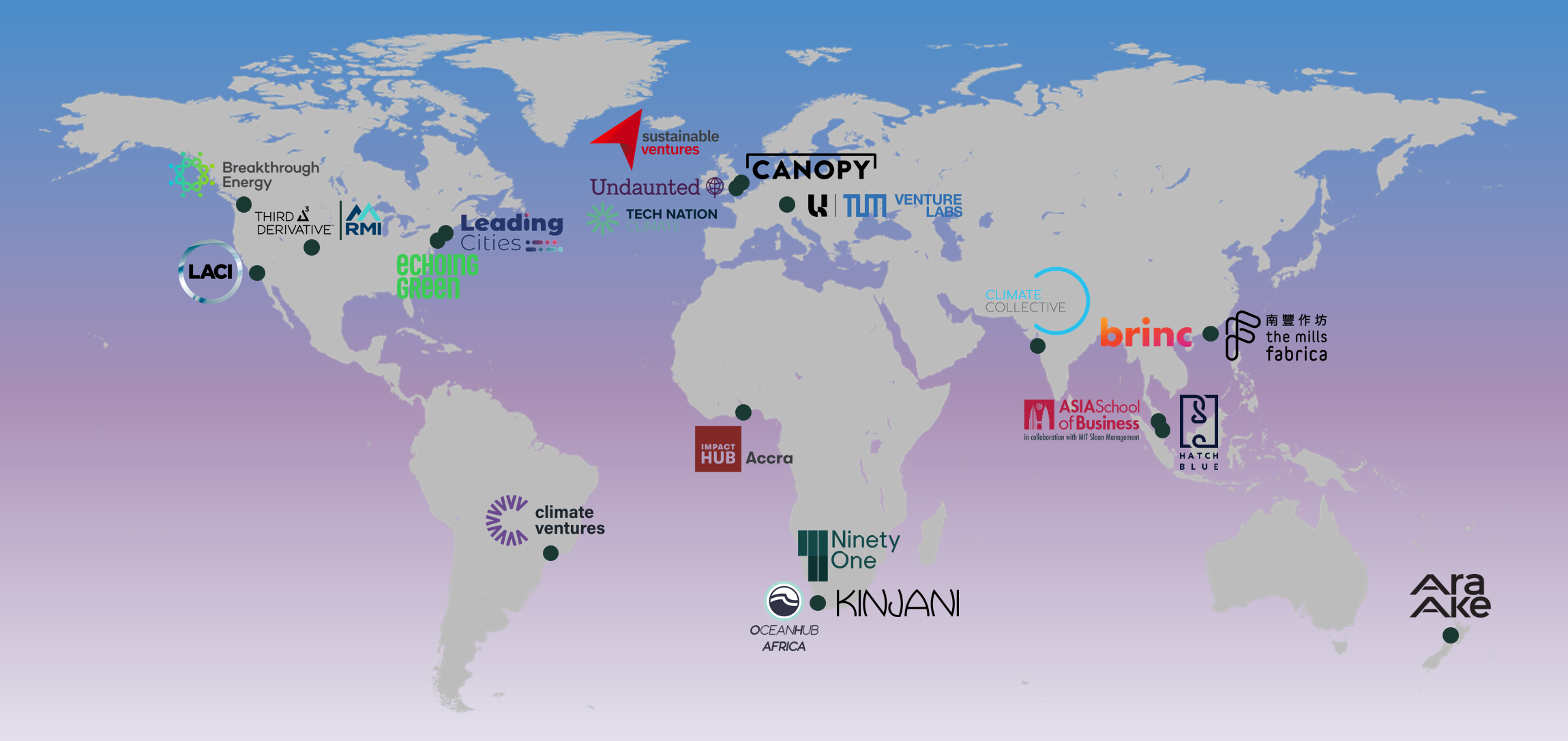 Map showing initial Global Network members