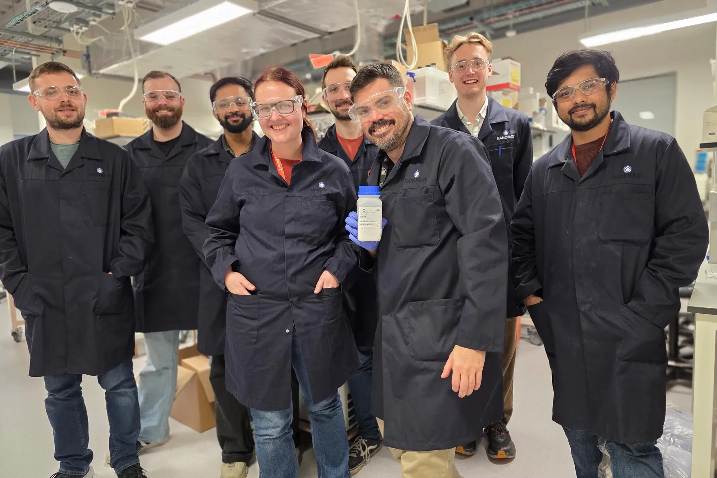 The Nanomox team, photographed in their lab at the Imperial Incubator at the White City Campus